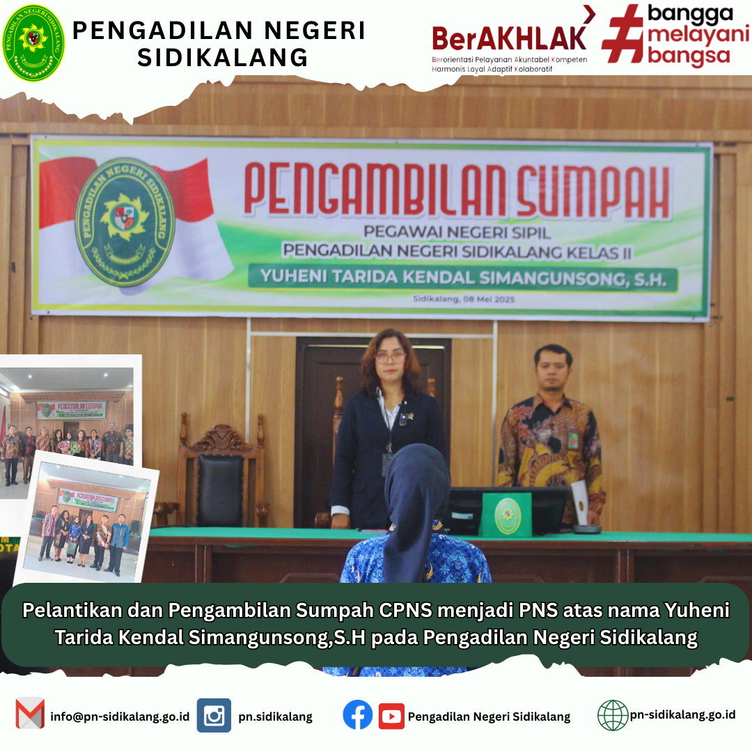 Pelantikan dan Pengambilan Sumpah CPNS menjadi PNS pada Pengadilan Negeri Sidikalang